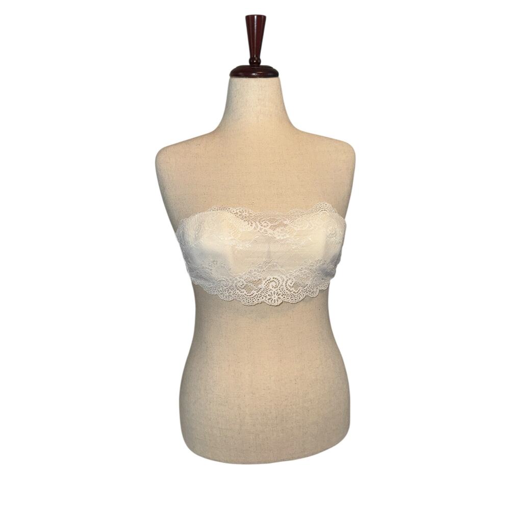 Cosabella white lace overlay adjustable bandeau bra size 36B